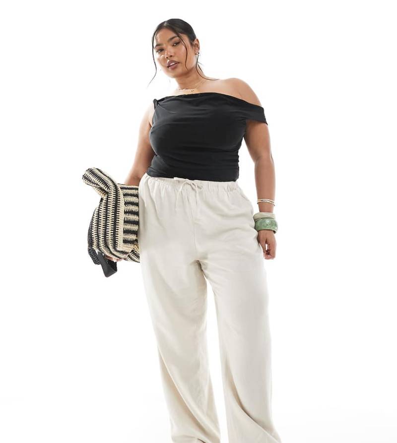 ONLY Curve - Schlupfhose aus Leinenmix in Beige-Neutral von ONLY Curve