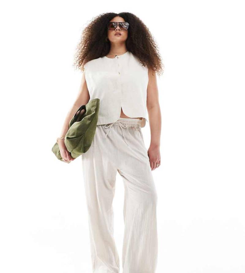 ONLY Curve - Schlupfhose aus Leinenmix in Beige-Neutral von ONLY Curve