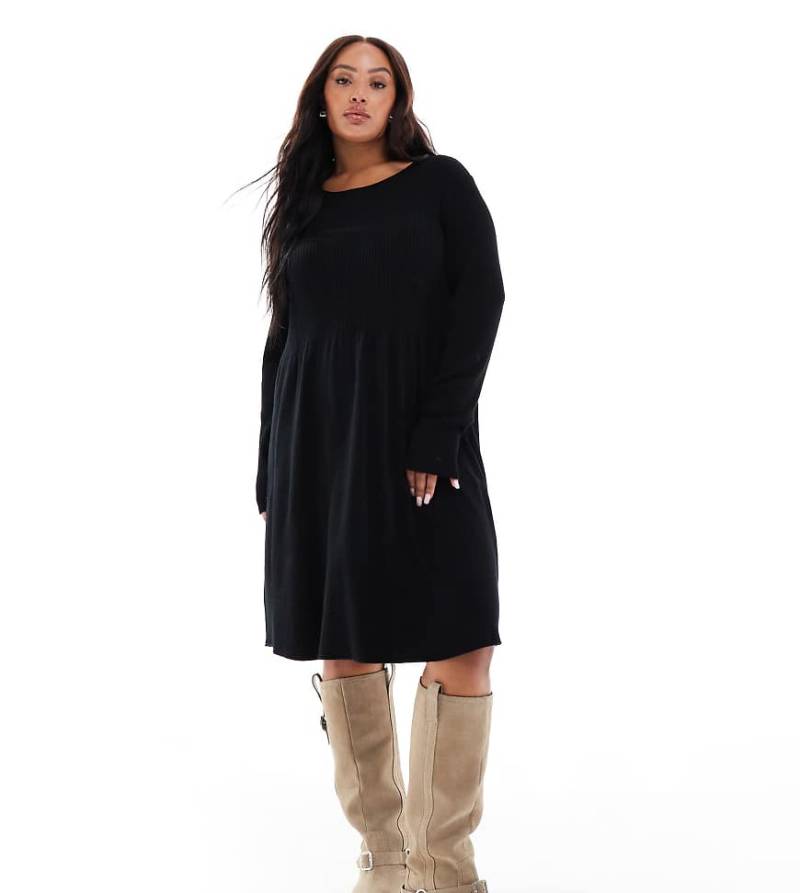 ONLY Curve - Skater-Midikleid aus Strick in Schwarz von ONLY Curve