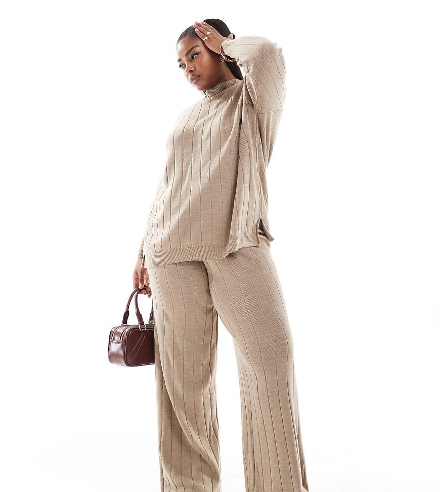 ONLY Curve - Strickhose in Sand mit Kordelzugbund, Kombiteil-Neutral von ONLY Curve