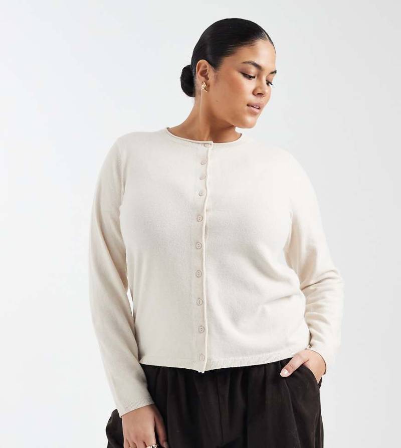 ONLY Curve - Strickjacke in Creme mit Knopfleiste-Weiß von ONLY Curve