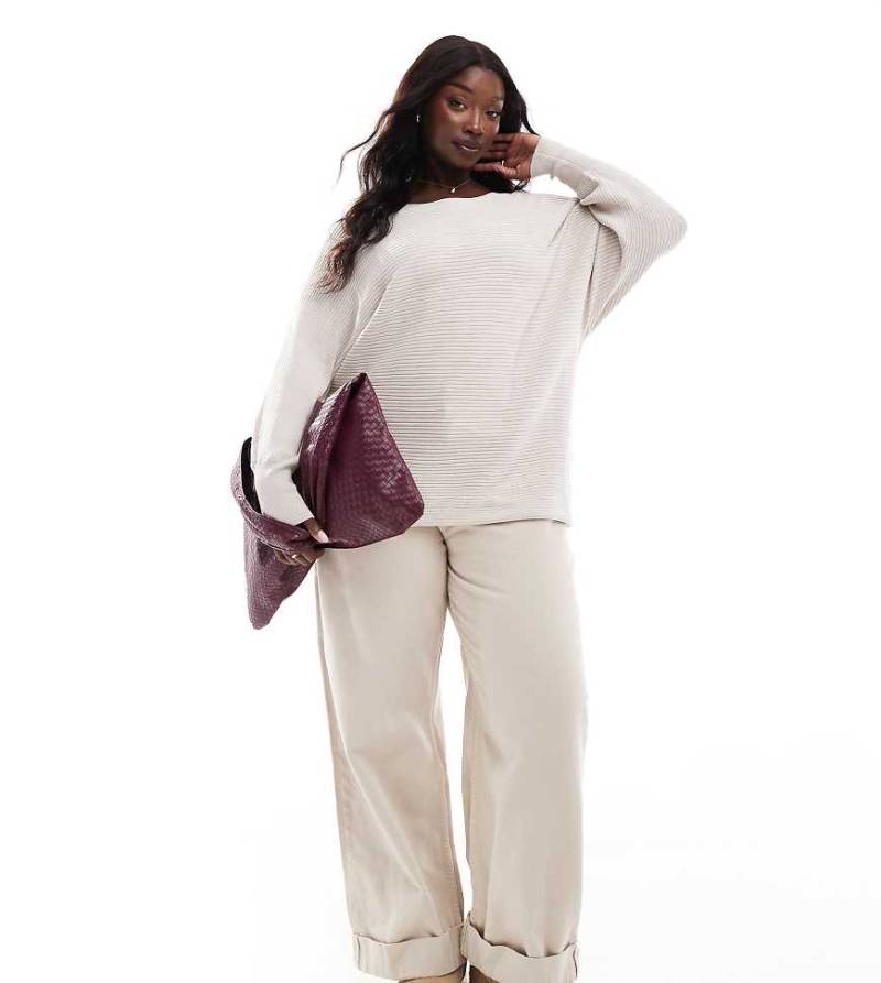 ONLY Curve - Strickpullunder in Beige mit Bündchen-Schwarz von ONLY Curve