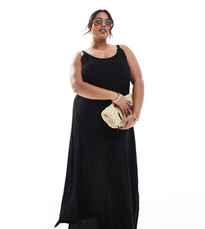 ONLY Curve - Strukturiertes Maxikleid in Schwarz von ONLY Curve