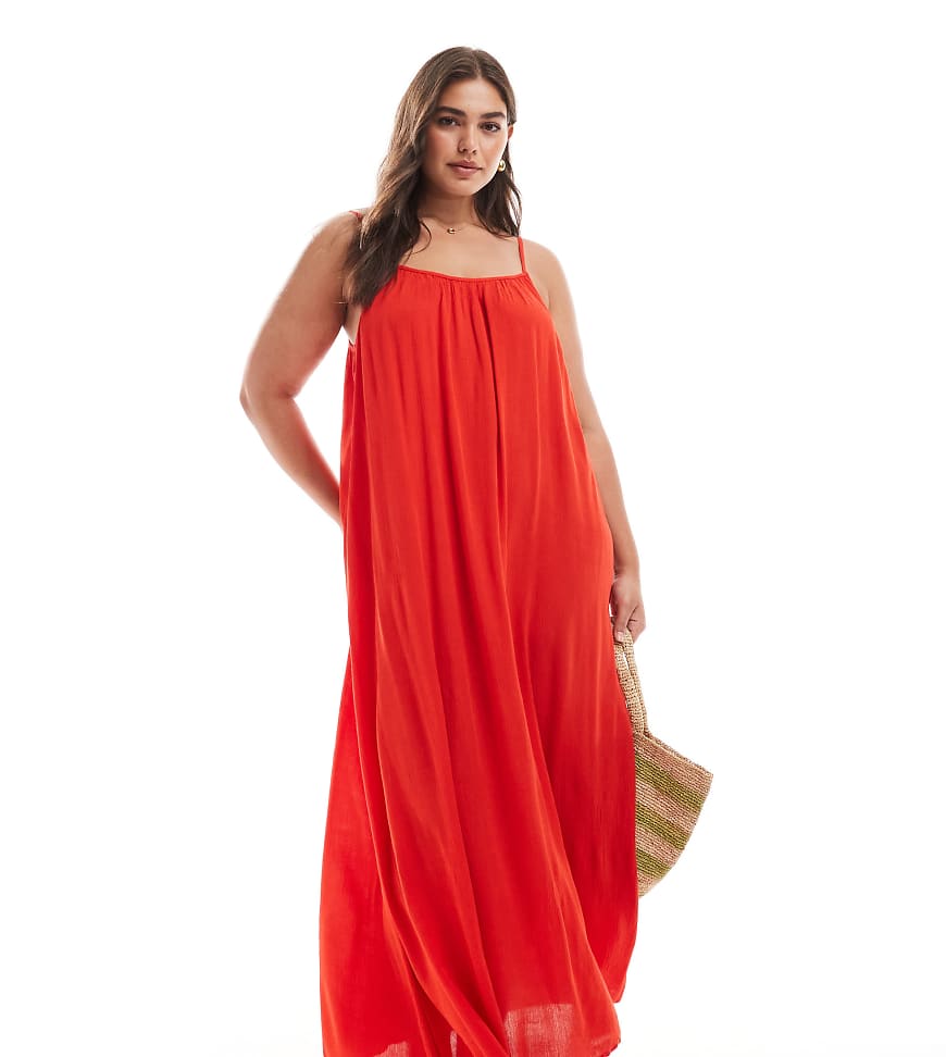 ONLY Curve - Weich fallendes Camisole-Maxikleid in Rot ONLY Curve - Weich fallendes Camisole-Maxikleid in Rot von ONLY Curve