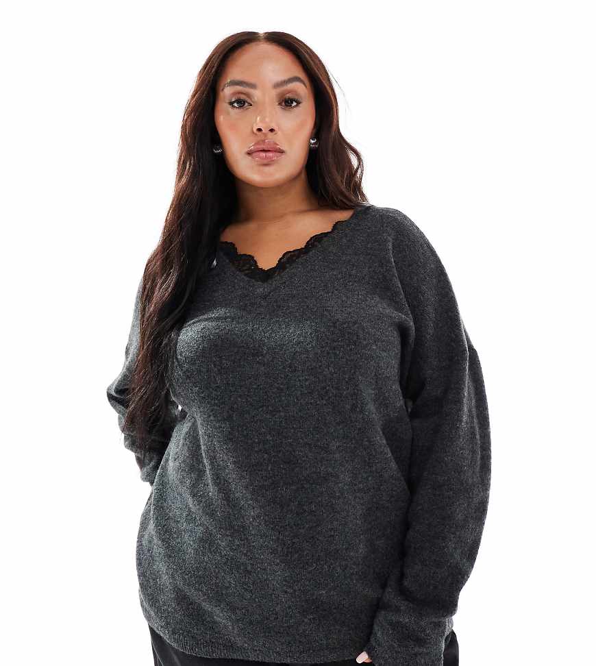 ONLY Curve - Wendbarer Pullover in Dunkelgrau von ONLY Curve