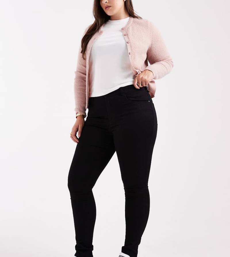 Only Curve - Augusta - Skinny-Jeans mit hoher Taille in Schwarz von ONLY Curve