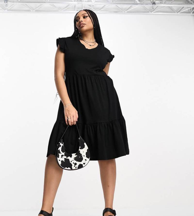 Only Curve - Gestuftes Minikleid in Schwarz von ONLY Curve