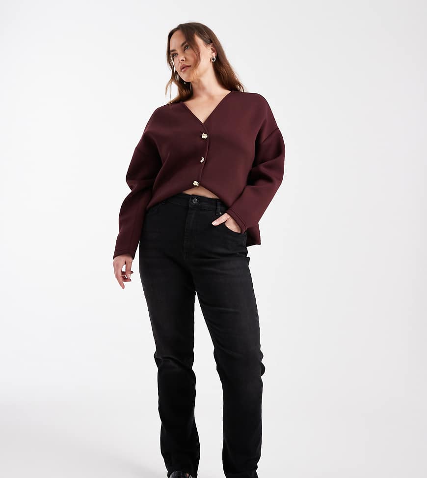 Only Curve - Jeans in verwaschenem Schwarz mit geradem Schnitt von ONLY Curve