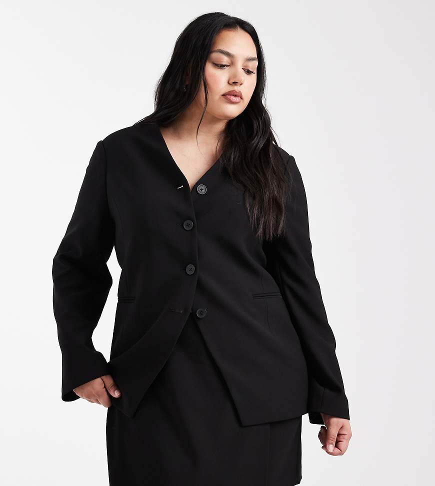 Only Curve - Schwarzer Blazer mit Struktur, Kombiteil von ONLY Curve
