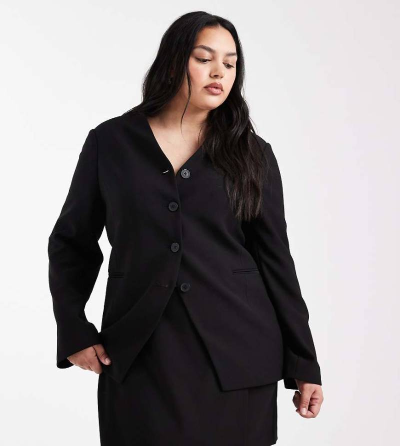 Only Curve - Schwarzer Blazer mit Struktur, Kombiteil von ONLY Curve