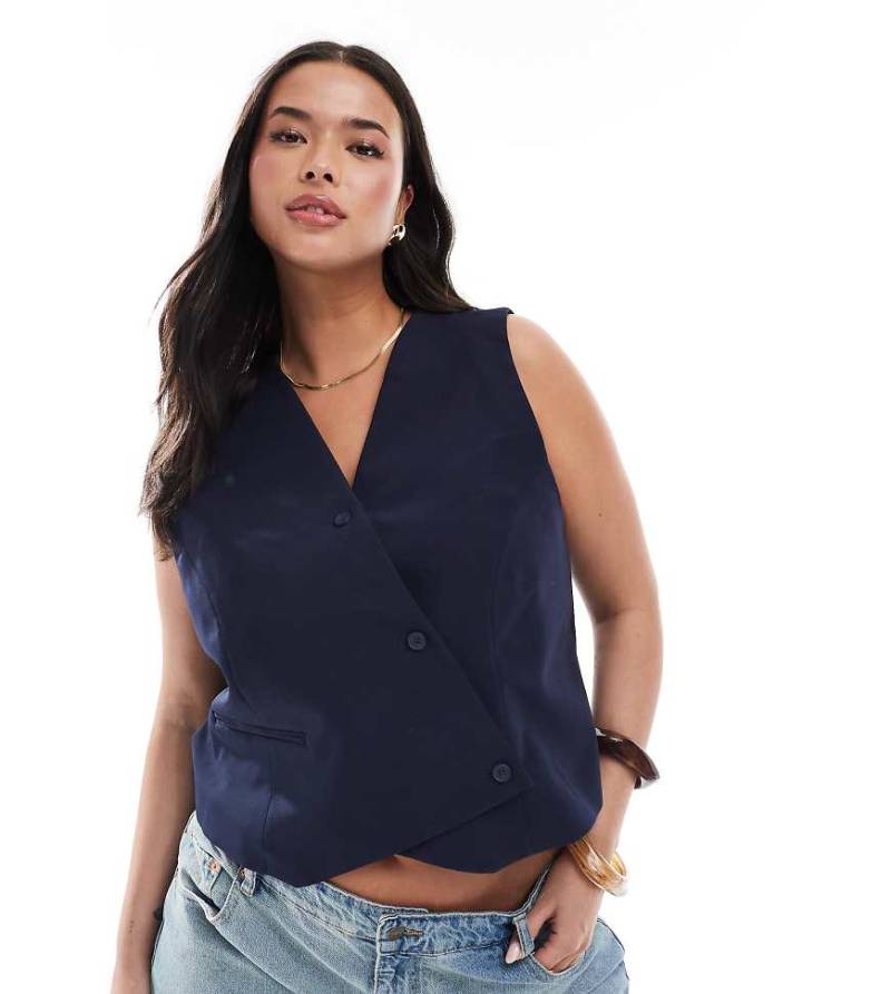 Only Curve - Weste in Marineblau mit asymmetrischem Detail von ONLY Curve