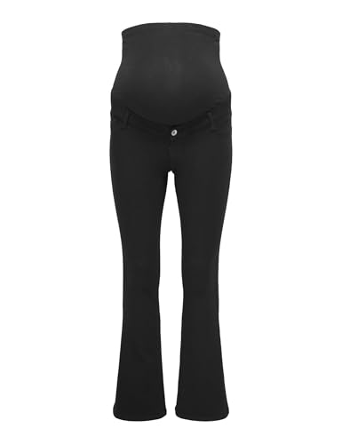 ONLY MATERNITY Damen Olmrain Life Reg Push Up Flared Noos, Black Denim, (L) W x 32L von ONLY MATERNITY