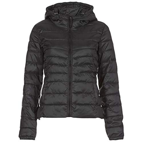 ONLY Damen Leichte Steppjacke ONLTAHOE Wattierte Herbst Frühling Übergangsjacke mit Kapuze & Reißverschluss, Farben:Schwarz, Größe:S von ONLY