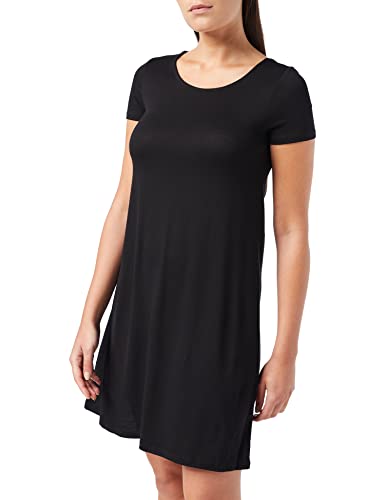 ONLY Damen Lockeres Shirtkleid | Mini Basic Kurzarm Sommer Dress | Rücken Ausschnitt Schnürung ONLBERA, Farben:Schwarz, Größe:XS von ONLY