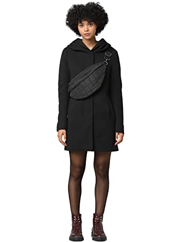 ONLY Damen Eleganter Mantel Coat Cozy Fleecejacke ONLSEDONA Basic Cardigan mit großer Kapuze und Reißverschluss, Farben:Schwarz, Größe:L von ONLY