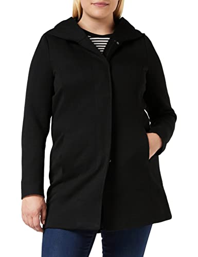 ONLY Damen Eleganter Mantel Coat Cozy Fleecejacke ONLSEDONA Basic Cardigan mit großer Kapuze und Reißverschluss, Farben:Schwarz, Größe:XL von ONLY