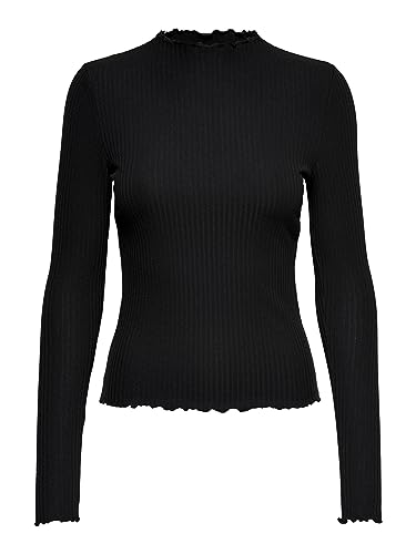 ONLY Damen Onlemma L/S High Neck Top Noos JRS Langarmshirt, Schwarz (Black Black), S von ONLY