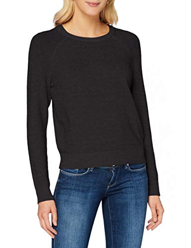 ONLY Damen Melierter Strickpullover Langarm Oberteil Rundhals Basic Knit Sweater Regular Fit ONLLESLY, Farben:Schwarz, Größe:XS von ONLY