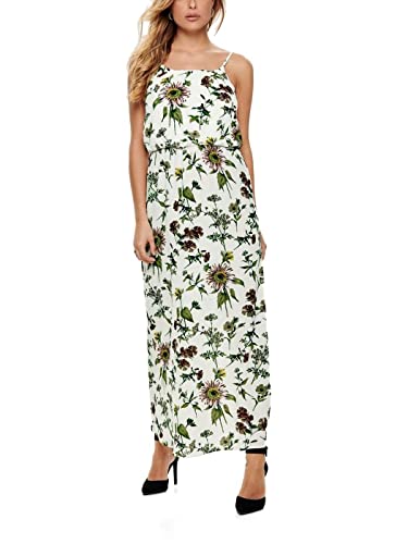 ONLY Damen Onlwinner Sl Maxidress Noos Wvn Kleid, Mehrfarbig (Cloud Dancer Aop: Botanical), 38 EU von ONLY