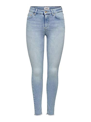 ONLY Damen Skinny Fit Jeans | Stone Washed Denim Stretch Hose | Mid Waist 5-Pocket Trousers ONLBLUSH, Farben:Blau, Größe:S / 30L, Z-Länge:L30 von ONLY