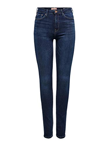 Damen ONLY High Waist Skinny Fit Jeans Lange Denim Stretch Hose ONLPAOLA Basic Röhrenjeans Cotton Pants, Farben:Blau, Größe:XS / 34L von ONLY