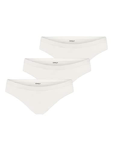 ONLY Damen Slip Nahtlos | 3-er Pack Low Rise Taillen Unterhosen | Unterwäsche Panties ONLTRACY, Farben:Weiß, Größe:M von Only Play