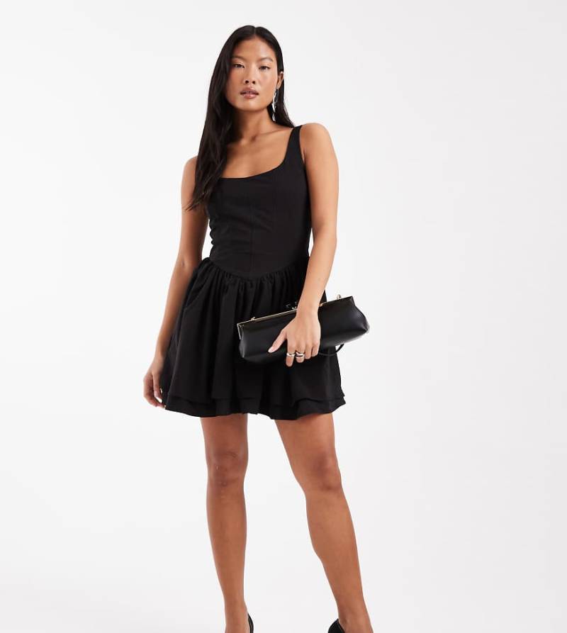 ONLY Petite - Minikleid in Schwarz mit Korsettdetails von ONLY Petite