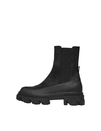 ONLY SHOES Damen ONLTOLA-1 Nubuck PU Chunky Boot-NOOS Stiefelette, Black, 38 EU, Schwarz von ONLY