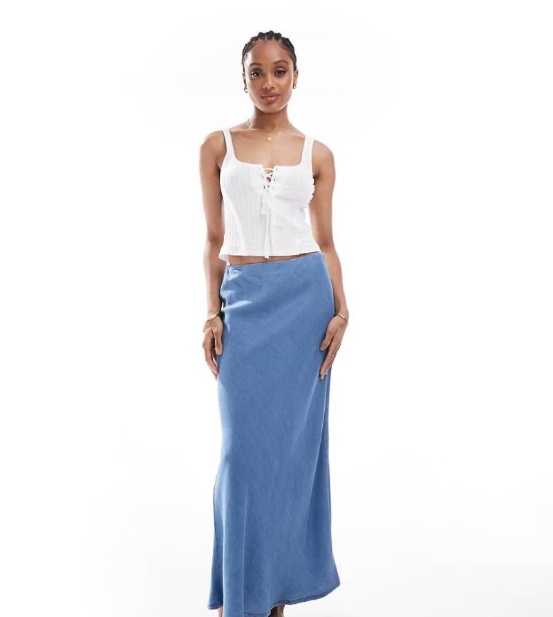 ONLY Tall - Chambray-Maxirock in Mittelblau von ONLY Tall