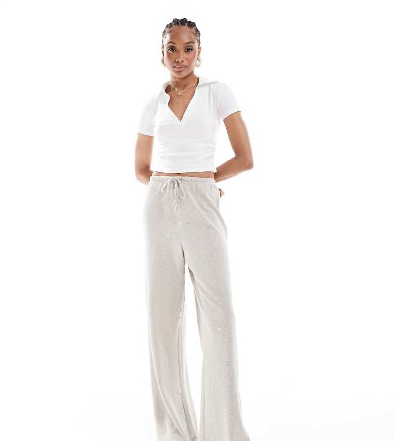 ONLY Tall - Elegante, strukturierte Hose in Steinbeige mit weitem Bein, Kombiteil-Neutral von ONLY Tall