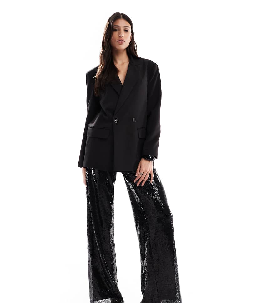 ONLY Tall - Hose in Schwarz mit hohem Bund und Pailletten von ONLY Tall
