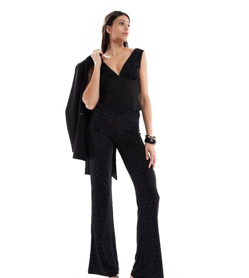 ONLY Tall - Schlaghose in Schwarz mit Strass von ONLY Tall