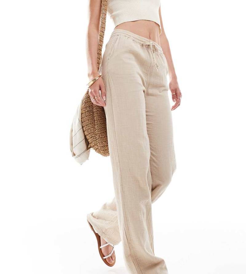 ONLY Tall - Weit geschnittene Hose aus grob gewebter Baumwolle in Beige-Neutral von ONLY Tall