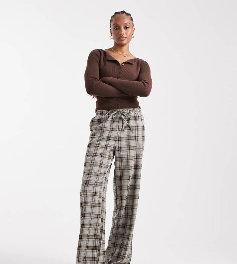 ONLY Tall - Weit geschnittene Schlupfhose in Grau kariert von ONLY Tall