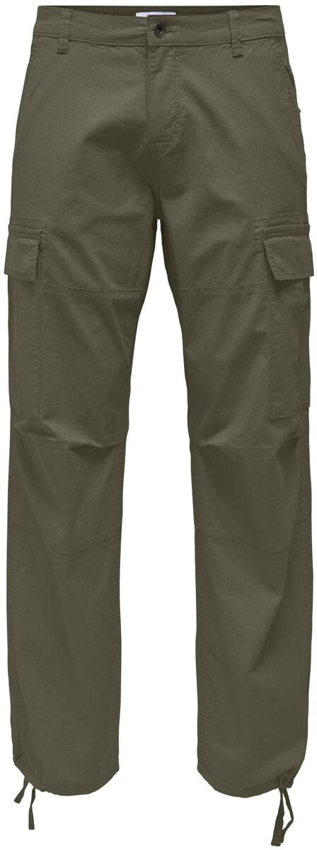 ONLY and SONS Cargohose - ONSRay Life 0020 Ribstop Cargo - W29L32 bis W36L34 - für Männer - Größe W33L32 - oliv von ONLY and SONS