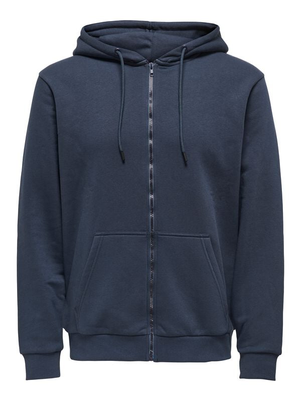 ONLY and SONS Kapuzenjacke - ONSCERES ZIP THR. HOODIE SWEAT NOOS - S bis L - für Männer - Größe L - blau von ONLY and SONS