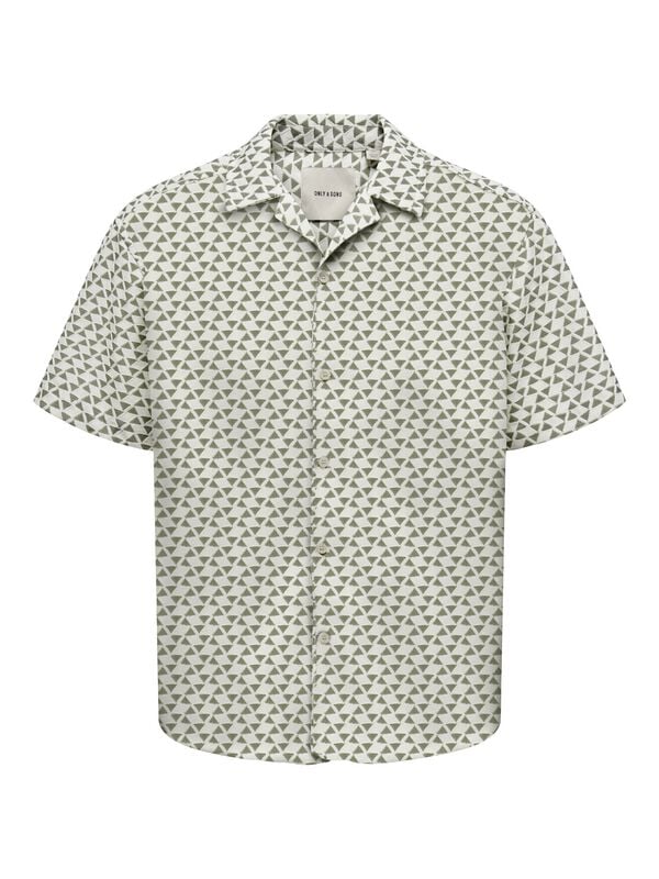 ONLY and SONS Kurzarmhemd - ONSCHARMY SS RESORT AOP SHIRT - S bis M - für Männer - Größe S - grün/weiß von ONLY and SONS