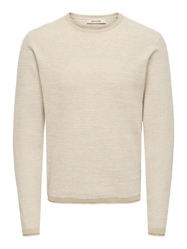 ONLY and SONS Strickpullover - ONSERIC REG 12 STRUC CREW KNIT NOOS - S bis XXL - für Männer - Größe XL - beige von ONLY and SONS