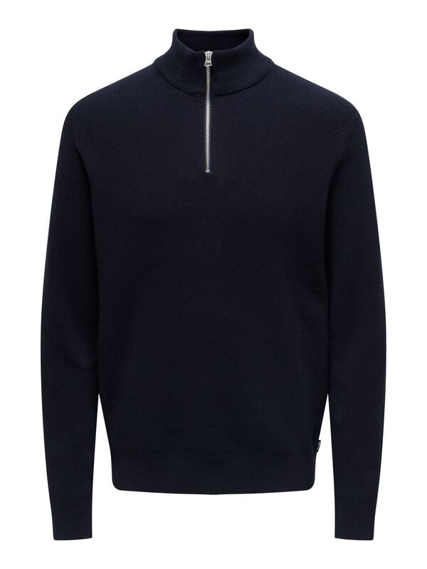 ONLY and SONS Strickpullover - ONSPHIL REG 12 STRUC HALF ZIP KNIT NOOS - S bis XXL - für Männer - Größe M - navy von ONLY and SONS