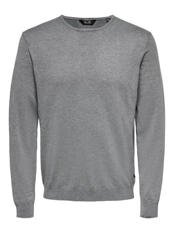 ONLY and SONS Strickpullover - ONSWYLER LIFE REG 14 LS CREW KNIT NOOS - S bis XXL - für Männer - Größe M - grau meliert von ONLY and SONS