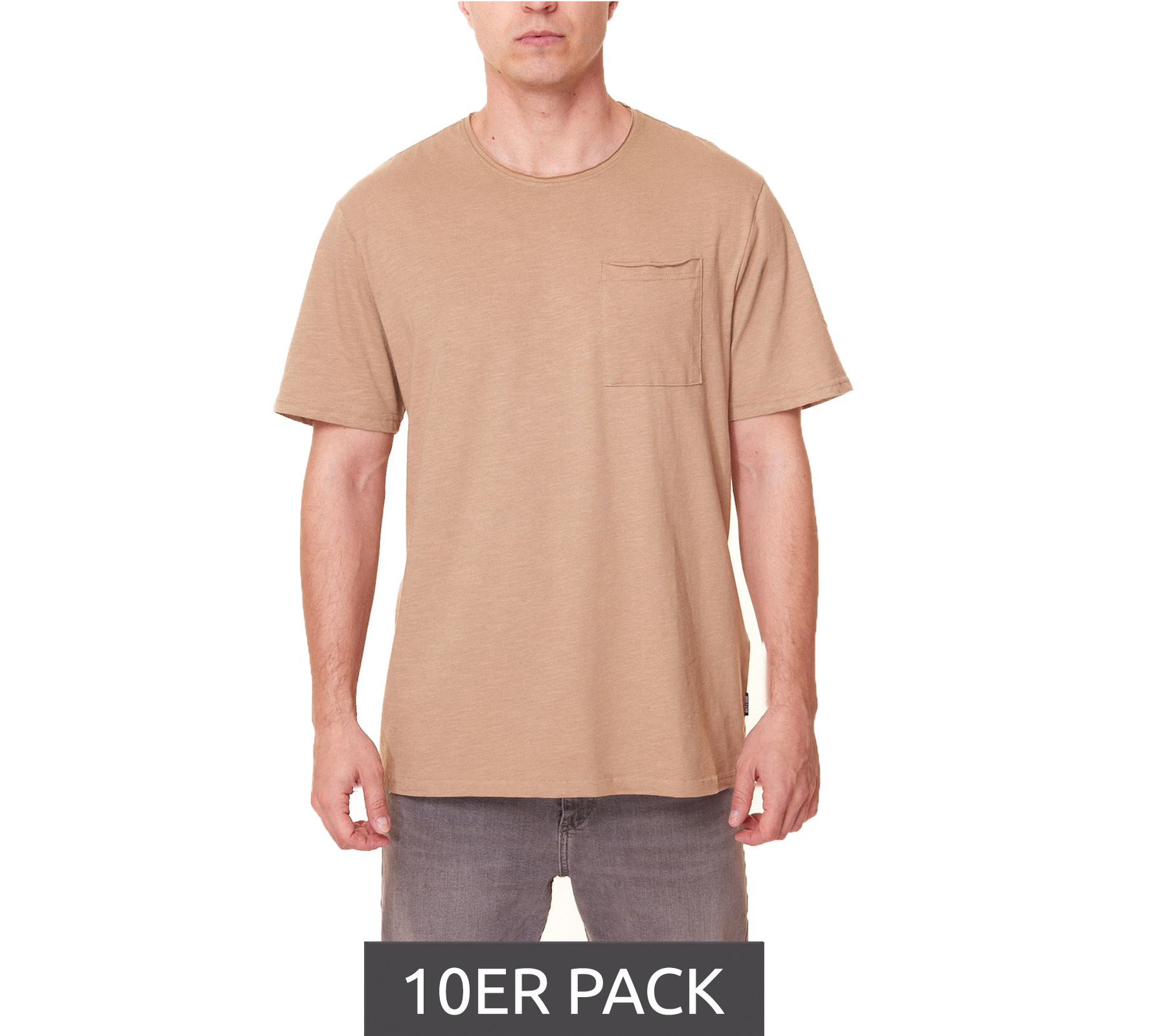 10er Pack ONLY & SONS Roy Regular Herren O-Neck Shirt Freizeit T-Shirt aus Slub-Stoff 100% Baumwolle 22022531 Grün von ONLY & SONS
