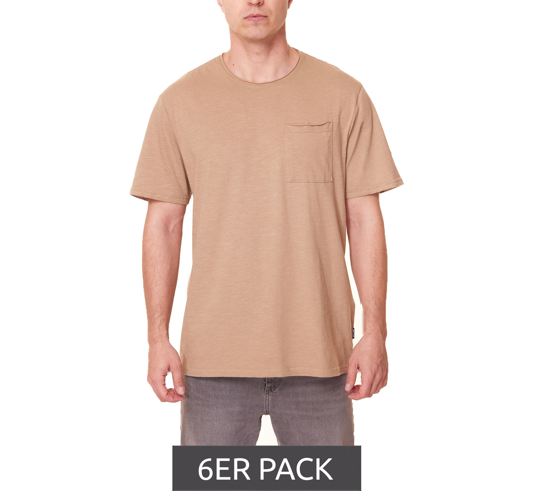 6er Pack ONLY & SONS Roy Regular Herren O-Neck Shirt Freizeit T-Shirt aus Slub-Stoff 100% Baumwolle 22022531 Grün von ONLY & SONS