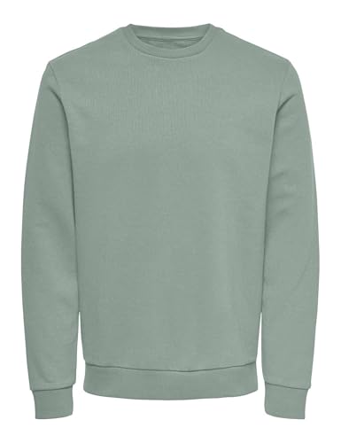 Herren O&S Basic Sweatshirt Regular Fit Pullover Langarm Jumper Sweater Shirt ohne Kapuze ONSCERES, Farben:Pastell-Grün, Größe:S von ONLY & SONS