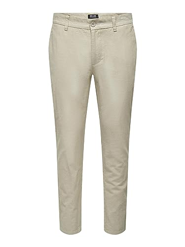 Herren O&S Business Chino Stoffhose Bequeme Trousers Casual Pants aus Baumwolle & Leinen ONSMARK von ONLY & SONS