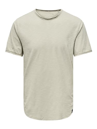 ONLY & SONS Herren Rundhals T-Shirt ONSBENNE LONGY - Regular Fit XS S M L XL XXL, Größe:S, Farbe:Silver Lining 22017822 von ONLY & SONS