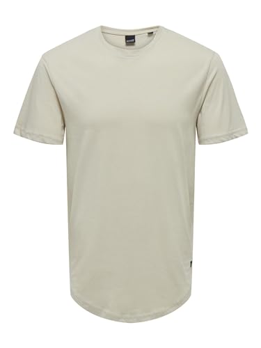 ONLY & SONS Herren Kurzarm Rundhals T-Shirt ONSMATT Life LONGY XS S M L XL XXL, Größe:L, Farbe:Silver Lining 22002973 von ONLY & SONS