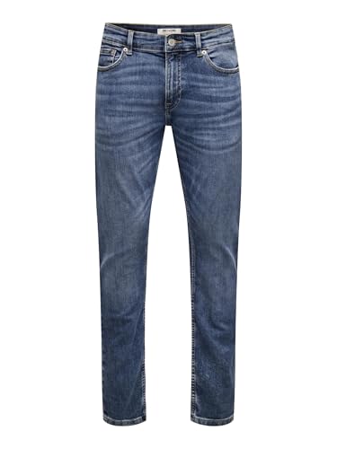 Herren O&S Skinny Fit Jeans | Basic Hose Denim Pants ONSWARP | Stretch Tapered Trousers, Farben:Blau-2, Größe Jeans:29W / 30L von ONLY & SONS
