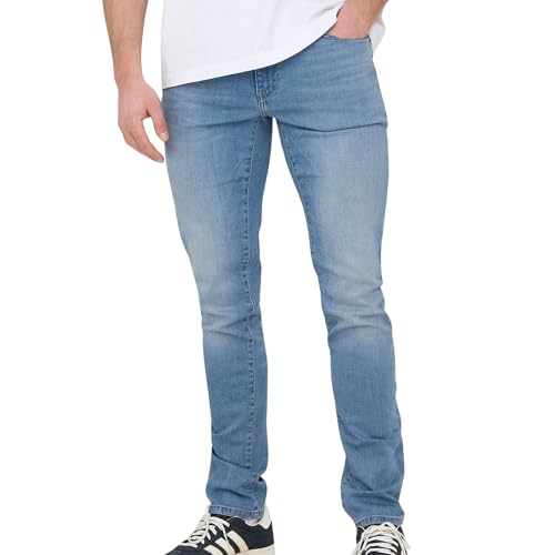 Herren Slim Fit Jeans Stretch Denim Pants Bleached Design Hose ONSLOOM von ONLY & SONS