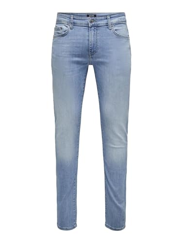Herren Slim Fit Jeans Stretch Denim Pants Bleached Design Hose ONSLOOM von ONLY & SONS