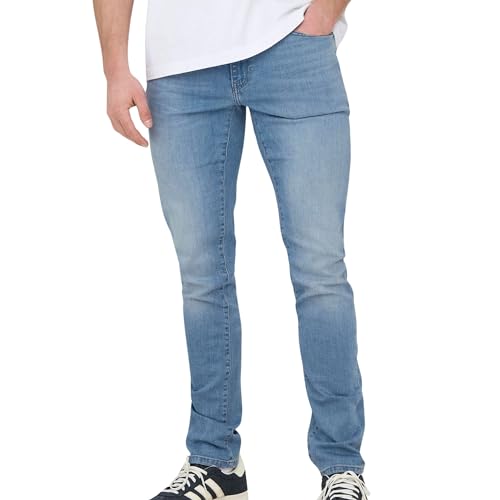 Herren Slim Fit Jeans Stretch Denim Pants Bleached Design Hose ONSLOOM von ONLY & SONS